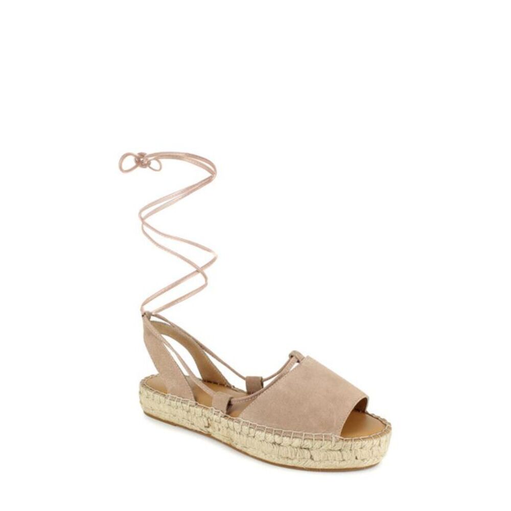 SPLENDID Womens Beige Meredith Round Toe Platform Leather Espadrille Shoes 7 M